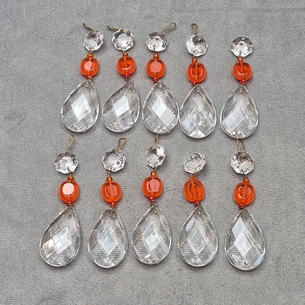 Lot of 10 Vintage Crystal Glass Tear Drop Lamp Chandelier Prisms 3" Sun Catcher
